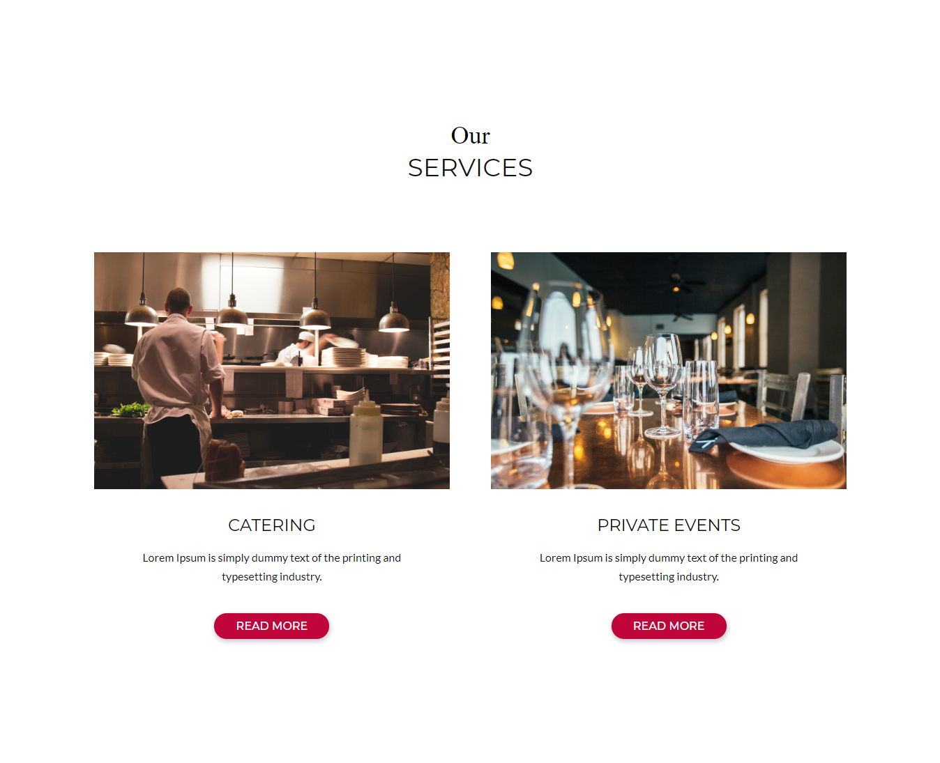 Service section of Divi Restaurant Template 