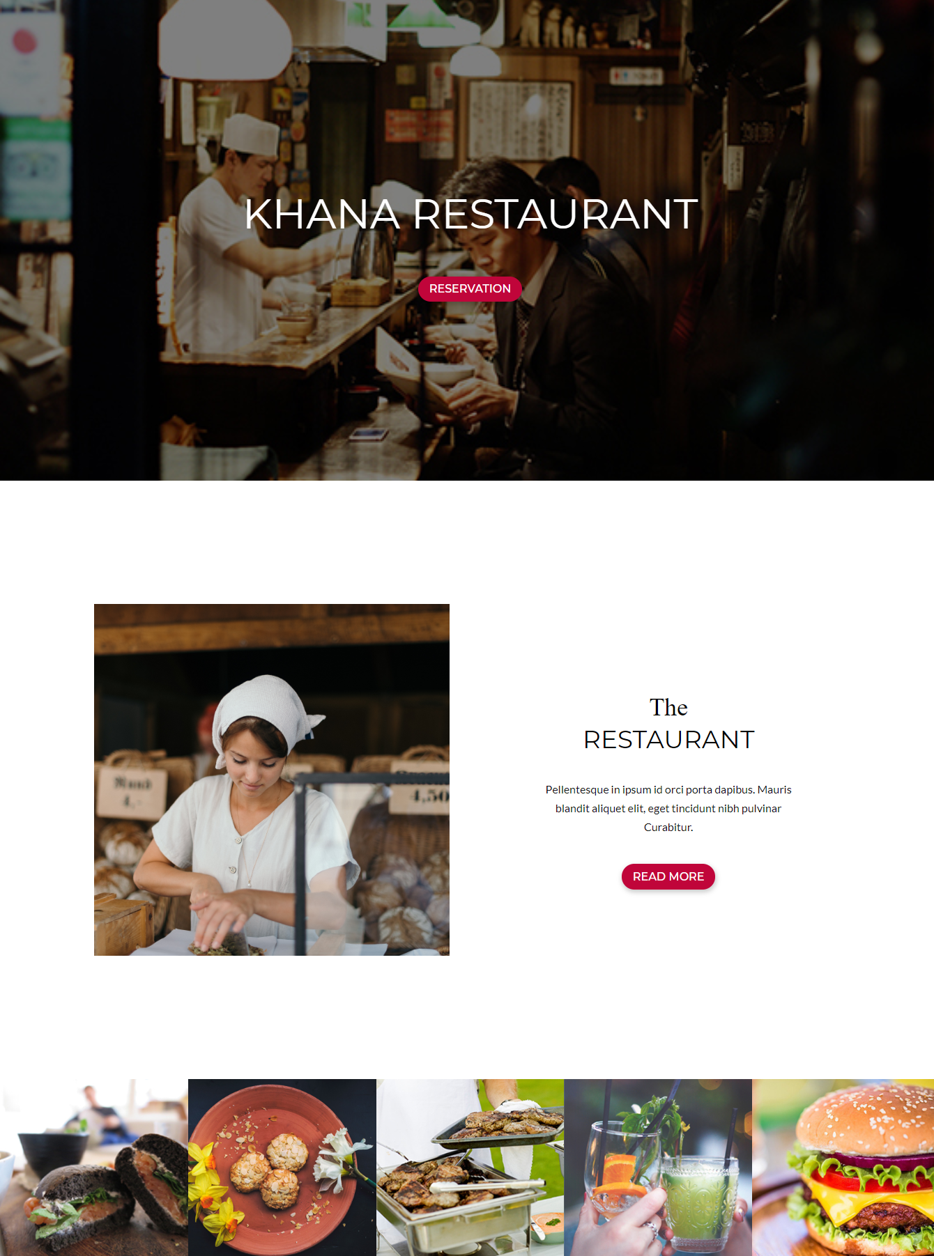 Hero section of Divi Restaurant Template 