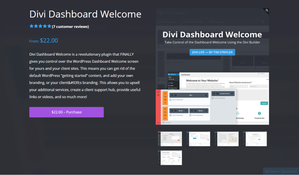 Divi Dashboard Welcome Image