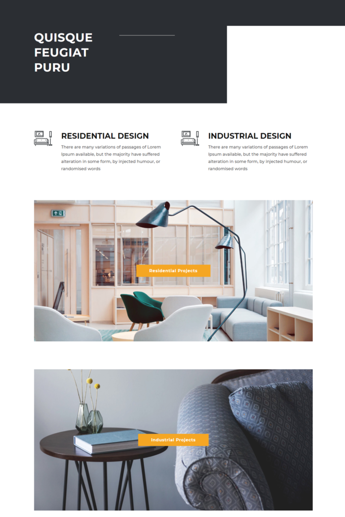 Service section of divi interior design template