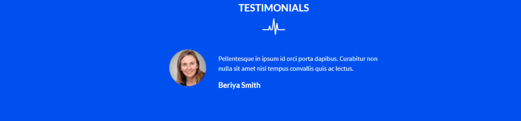 Testimonial section Divi Medical Template